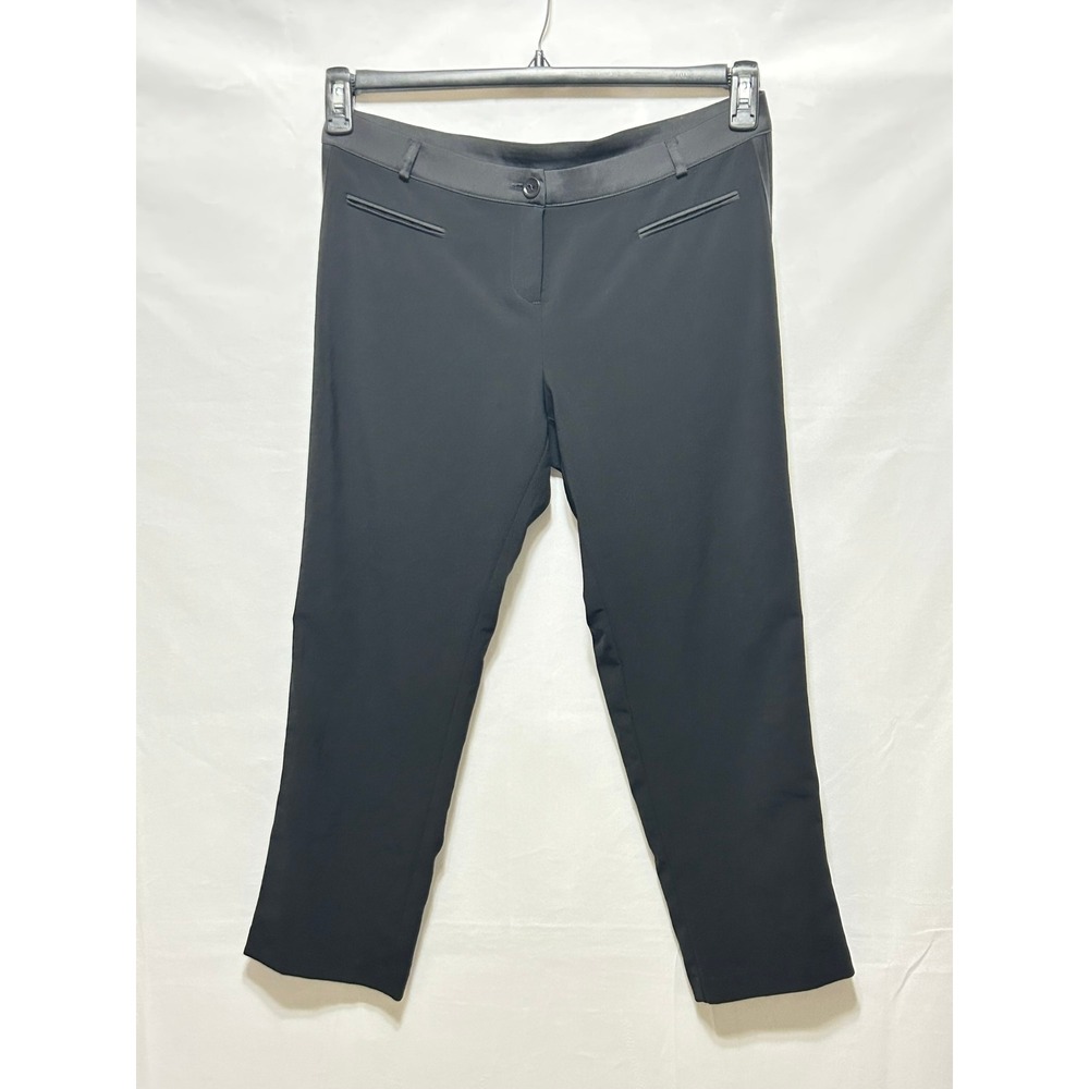 Cotélac Womens Size 3 Black Satin Trimmed Tuxedo Pants Women's Elegant Career